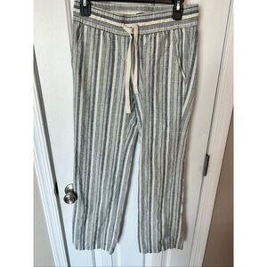 Ann Taylor linen stippled pants beach attire size xs blue and white